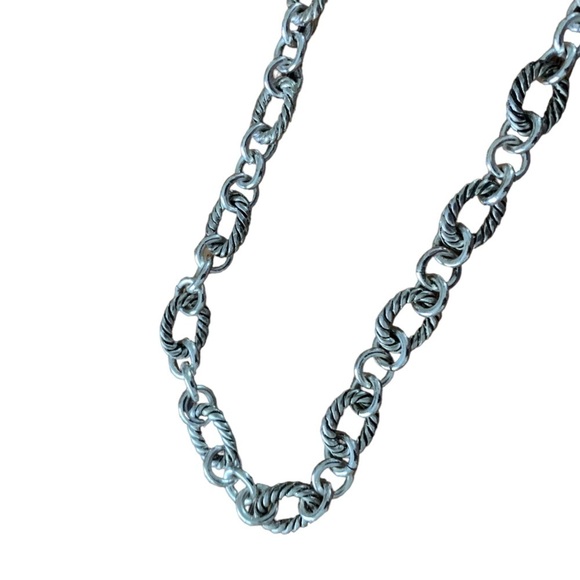 NEW Silver Chain Link Necklace with Cz Encrusted Heart Charm 8" - Picture 2 of 6